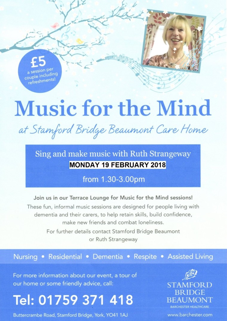 Music for the Mind Next Session 19 February 2018